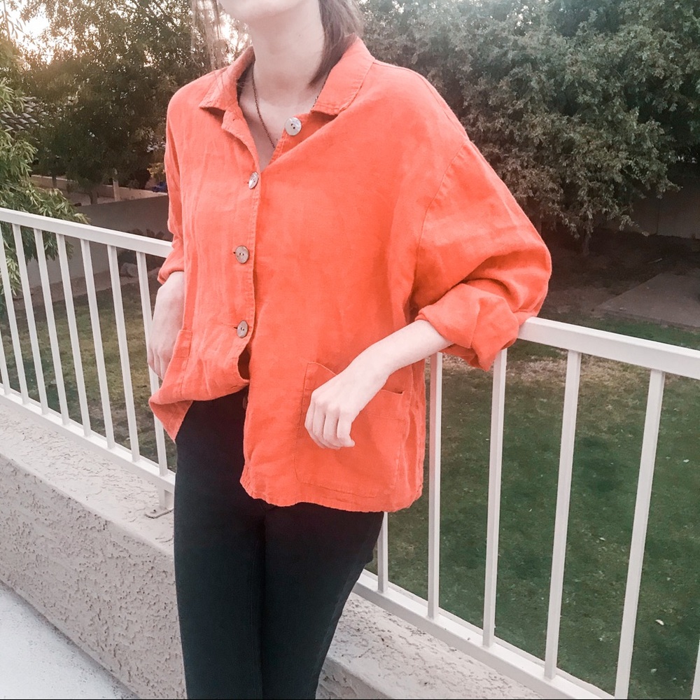 Flax 100% Linen Button Up